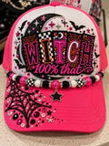 💗🕷️ Witch 100% That — Pink Spooky Glam Trucker Hat