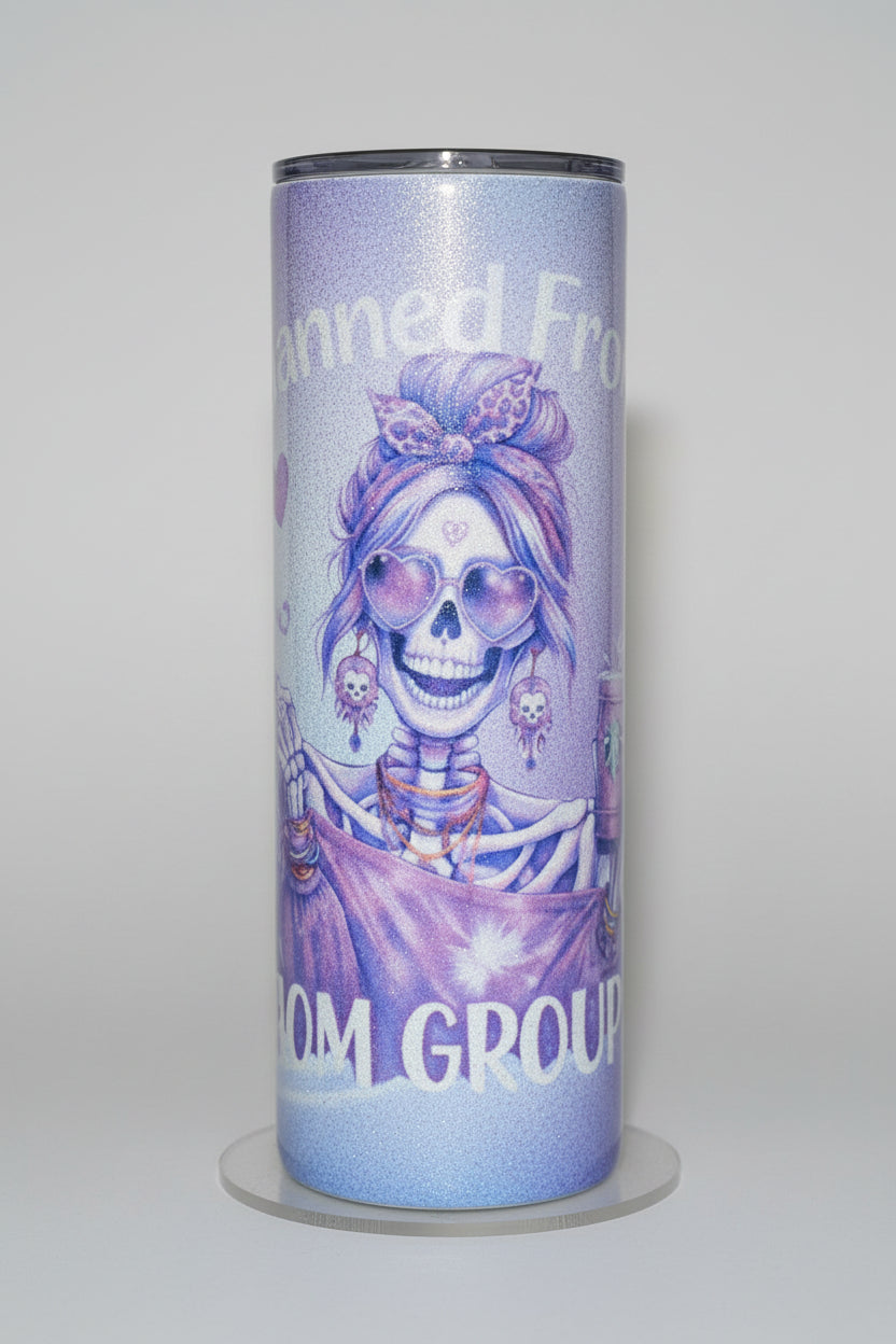 Banned From Mom Groups Mom Groupie | 20oz Glitter Hogg Sublimation Tumbler