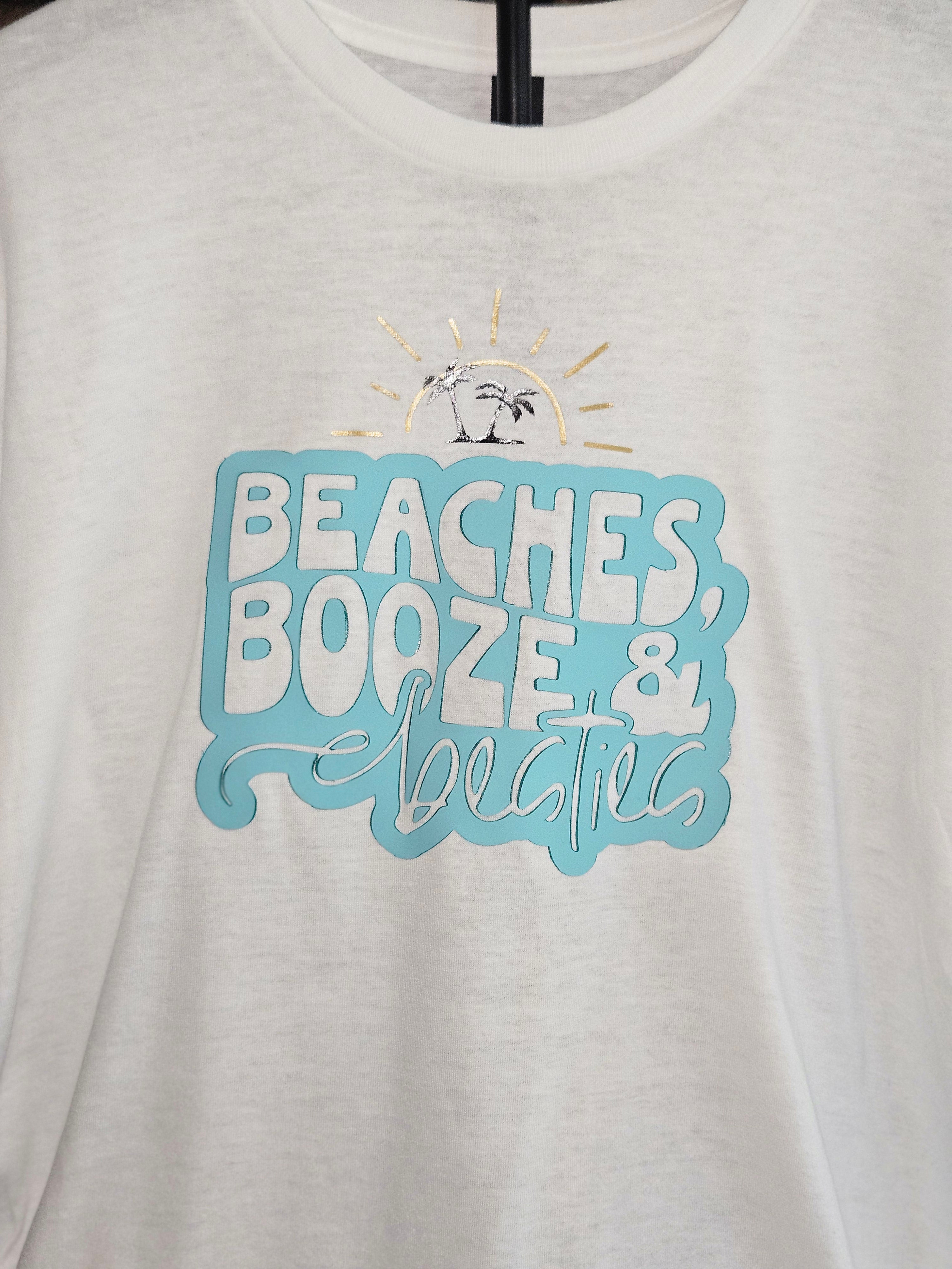 Beaches, Booze & Besties Shirt | Girls Trip Graphic Tee | Beach Vacation Shirt | HTV Summer Tee
