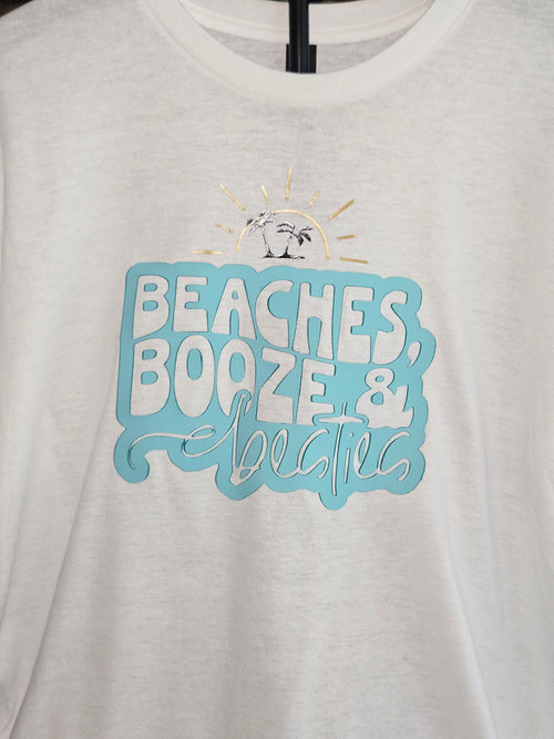 Beaches, Booze & Besties Shirt | Girls Trip Graphic Tee | Beach Vacation Shirt | HTV Summer Tee