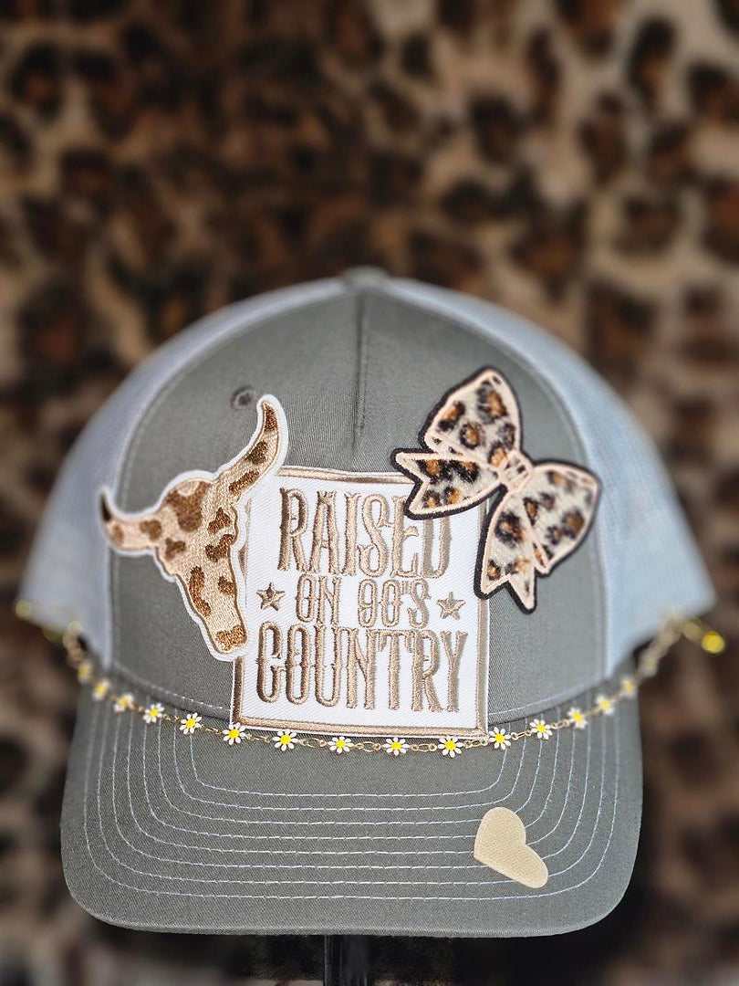 Raised on 90's Country Trucker Hat with Daisy Hat Chain