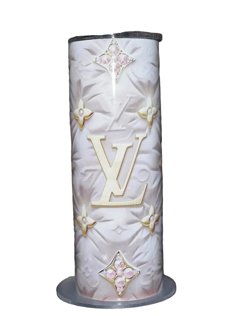 Louis V Luxury-Inspired Blush Pink Glam Tumbler | 20oz Hogg Skinny Sublimation Tumbler