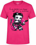 Happiness Is a Mood Graphic T-Shirt | Retro Rock Girl Softstyle Tee | Pink Guitar DTF Shirt | Gildan Softstyle