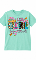Little Girl Big Attitude Youth Graphic Tee | Western Cowgirl DTF Transfer Shirt | Cute Boutique Kids T-Shirt