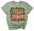 Texas Longhorns Leopard Graphic Tee | University of Texas Inspired DTF Shirt | Softstyle Boutique Game Day T-Shirt