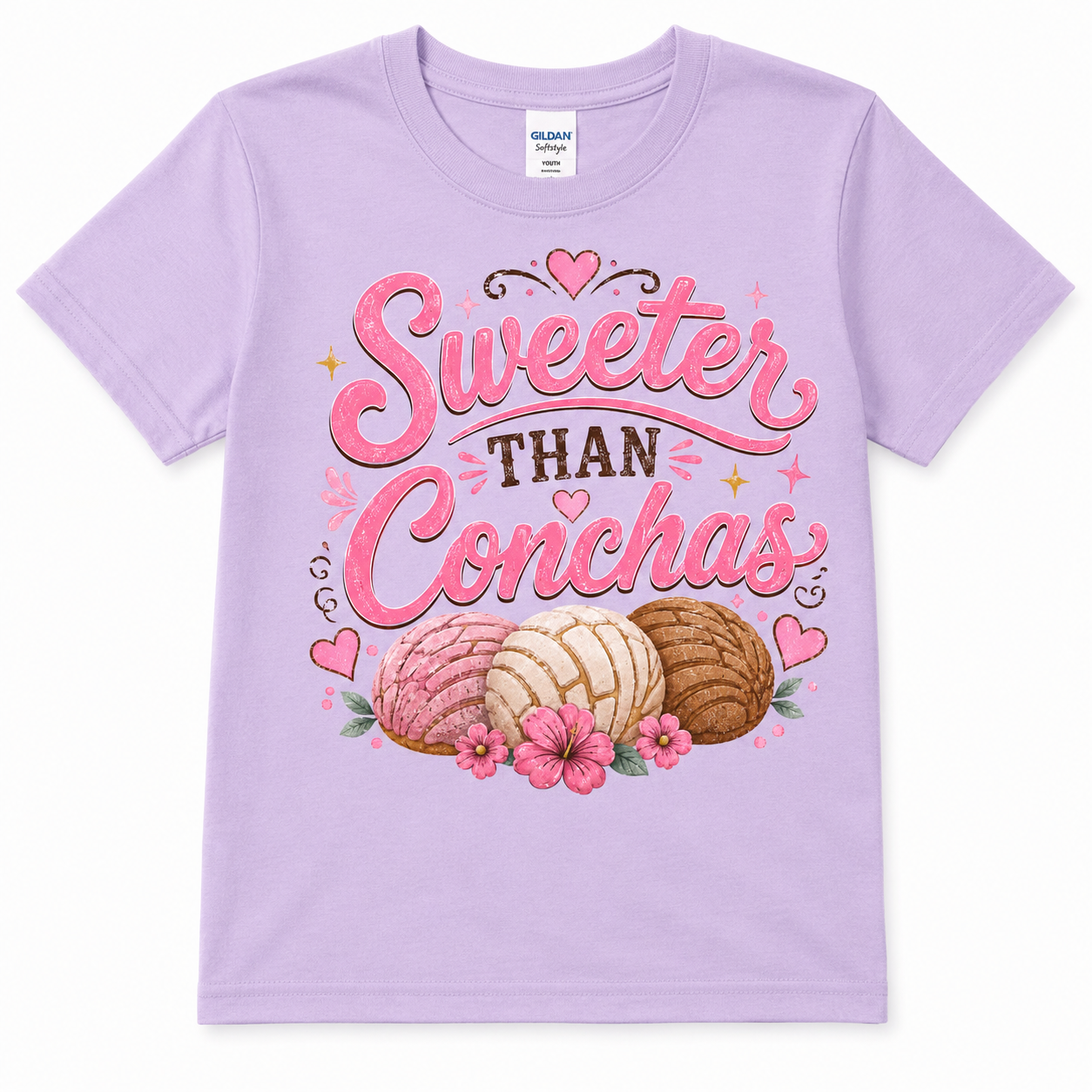 Sweeter Than Conchas Youth Graphic Tee | Cute Hispanic Culture DTF Shirt | Softstyle Kids Boutique T-Shirt
