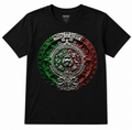 Youth Mexico Aztec Calendar T-Shirt | Black Softstyle Tee | Mexican Heritage Graphic Shirt