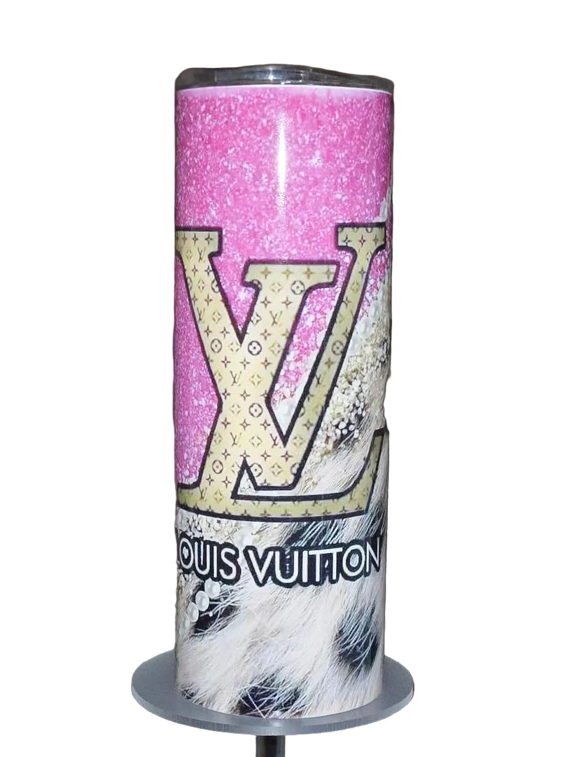 Louis V - Pink Glam Inspired Fashion Tumbler | 20oz Skinny Sublimation Tumbler