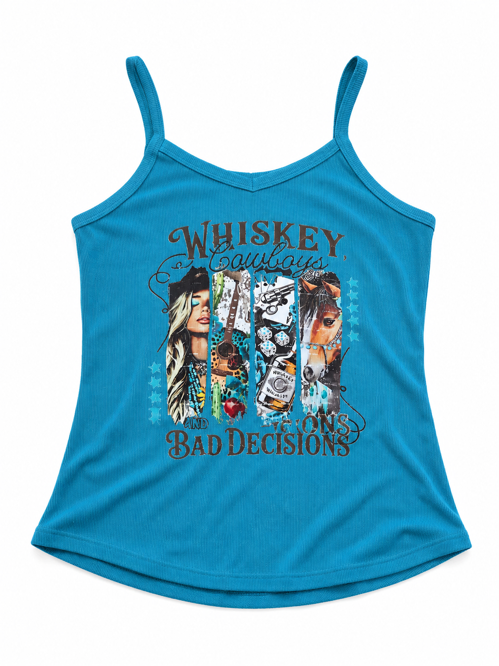 Whiskey, Cowboys & Bad Decisions | Turquoise Tank Top