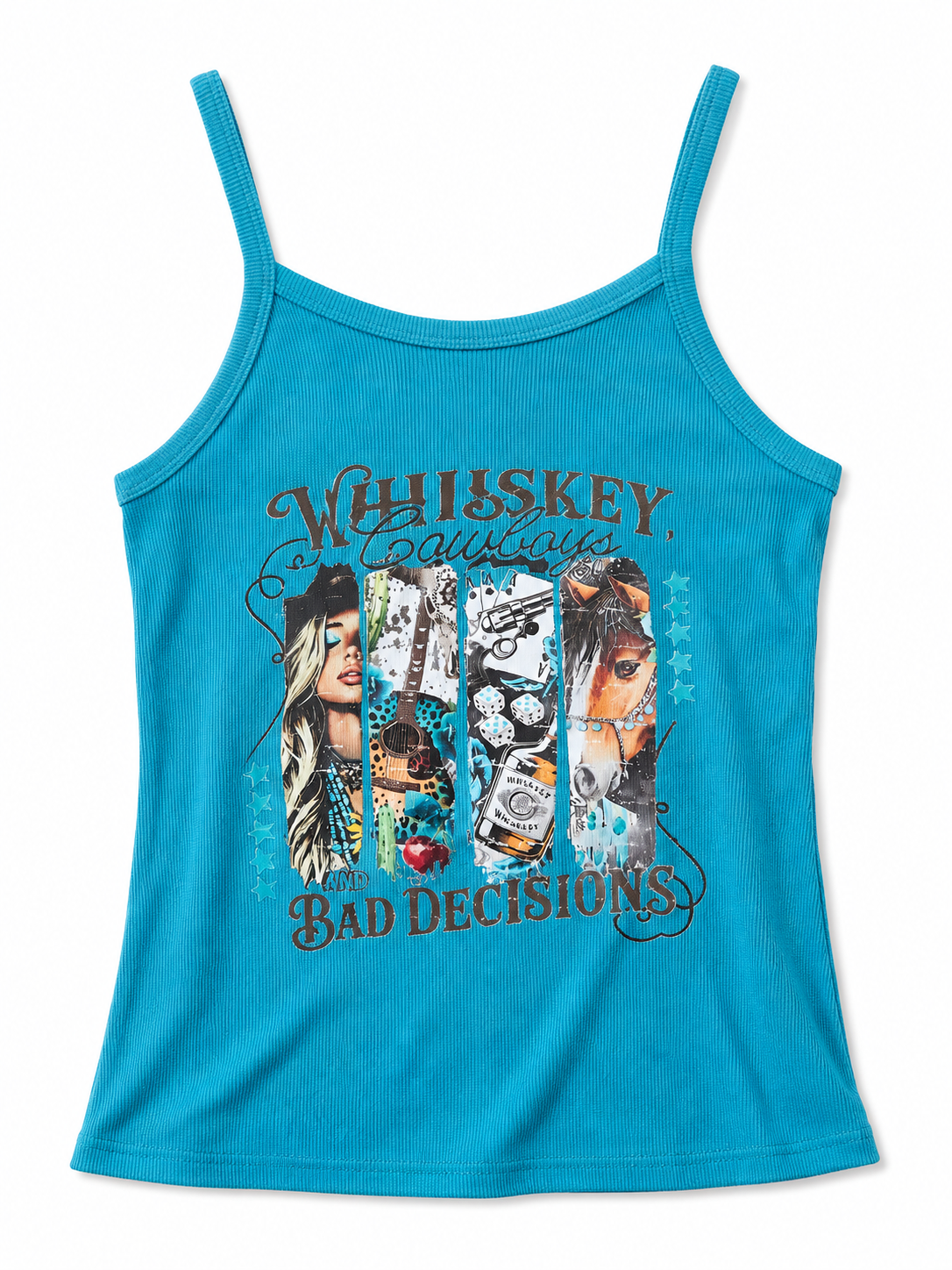 Whiskey, Cowboys & Bad Decisions | Turquoise Tank Top