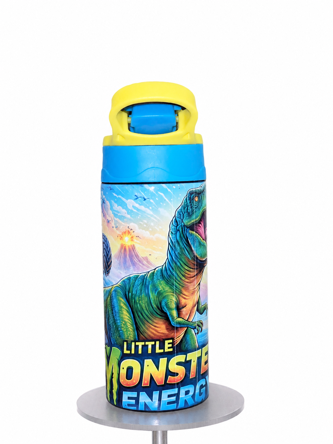Little Monster Energy Dinosaur Kids 12 oz Water Bottle | T-Rex Sublimation Bottle | Personalized Kids Drink Bottle