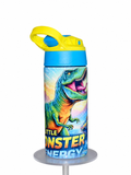 Little Monster Energy Dinosaur Kids 12 oz Water Bottle | T-Rex Sublimation Bottle | Personalized Kids Drink Bottle