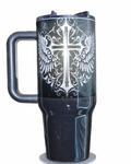 Winged Cross Faith Tumbler | 40oz Handled Insulated Tumbler