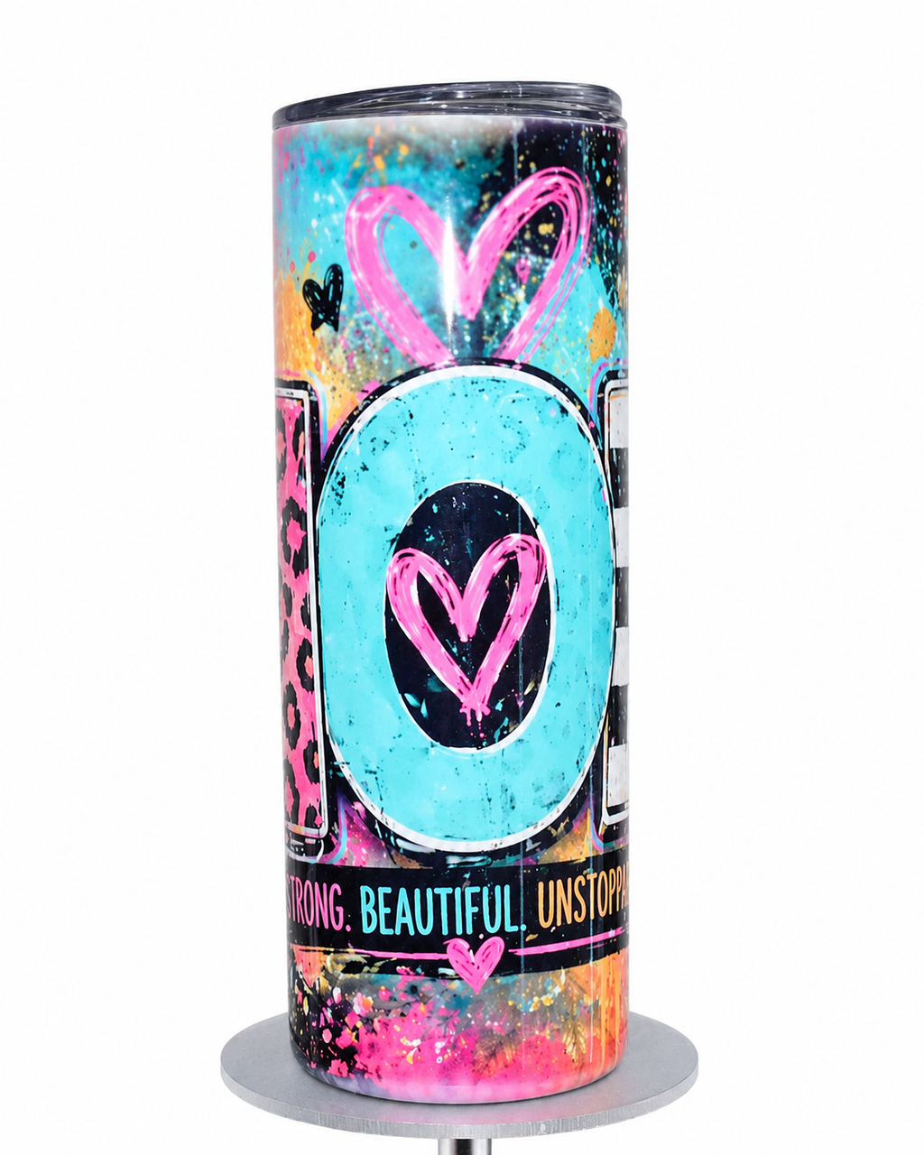 MOM – Strong, Beautiful & Unstoppable | 20oz Hogg Skinny Sublimation Tumbler