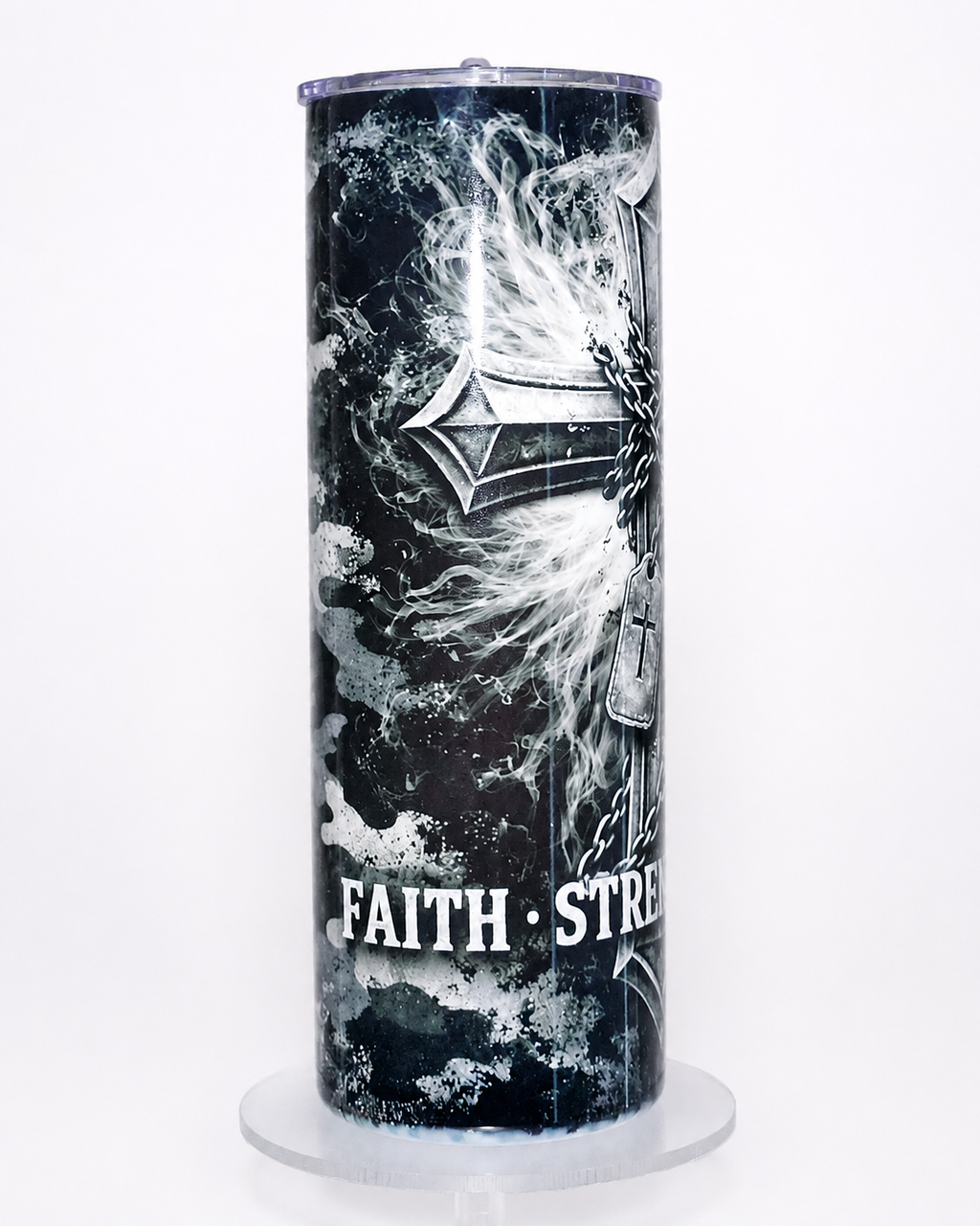 Faith • Strength • Honor Cross | 20oz Hogg Skinny Sublimation Tumbler