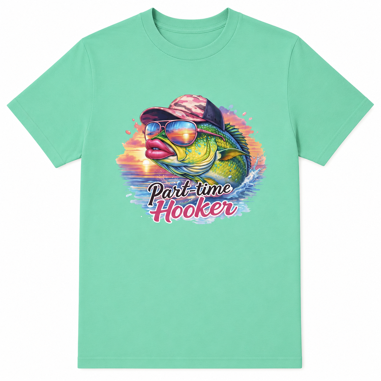 Part-Time Hooker Funny Fishing Shirt | Bass Fishing Graphic Tee | Fisherwoman DTF Tee