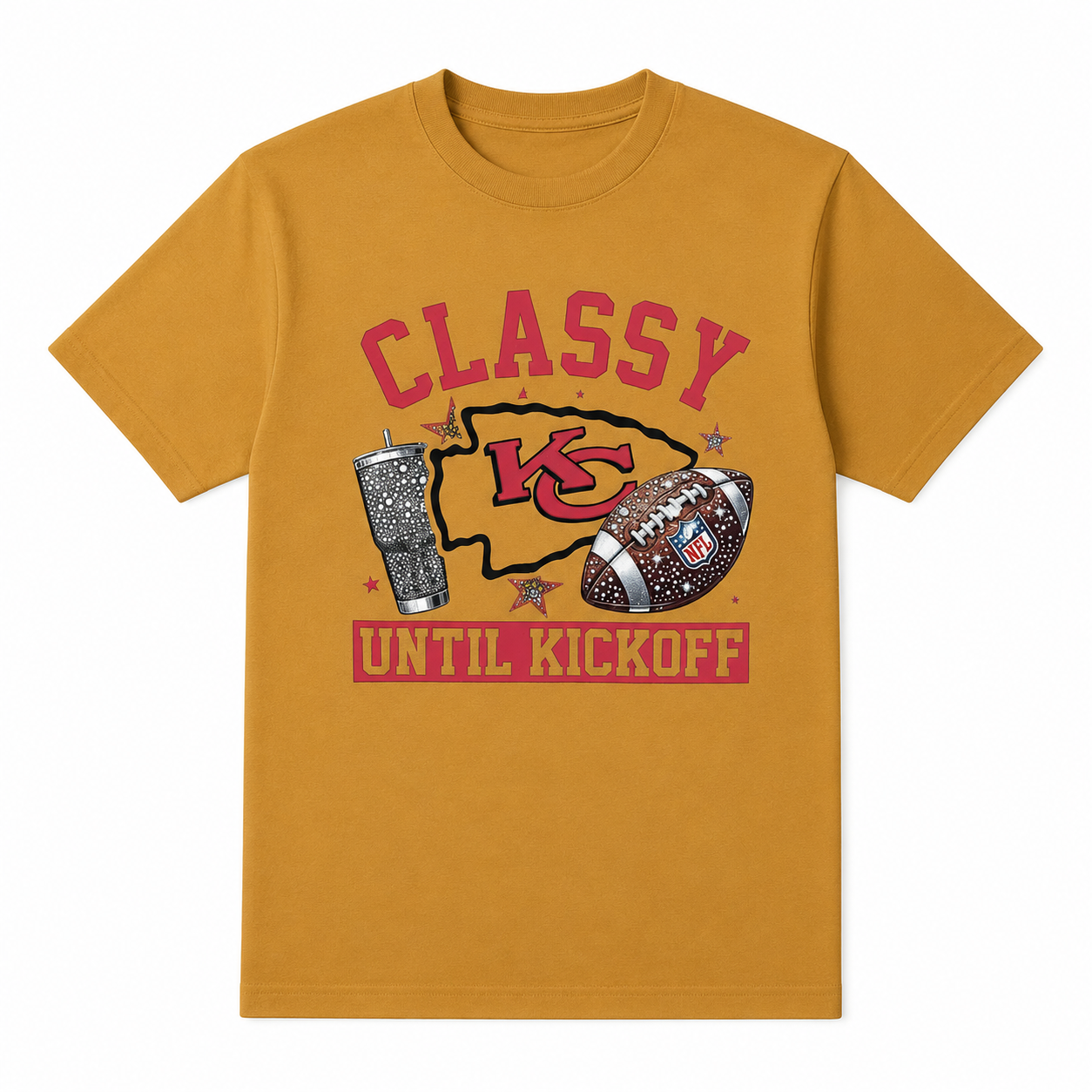Classy Until Kickoff Kansas City Football Graphic Tee | Game Day Shirt Chiefs| DTF Printed Football T-Shirt