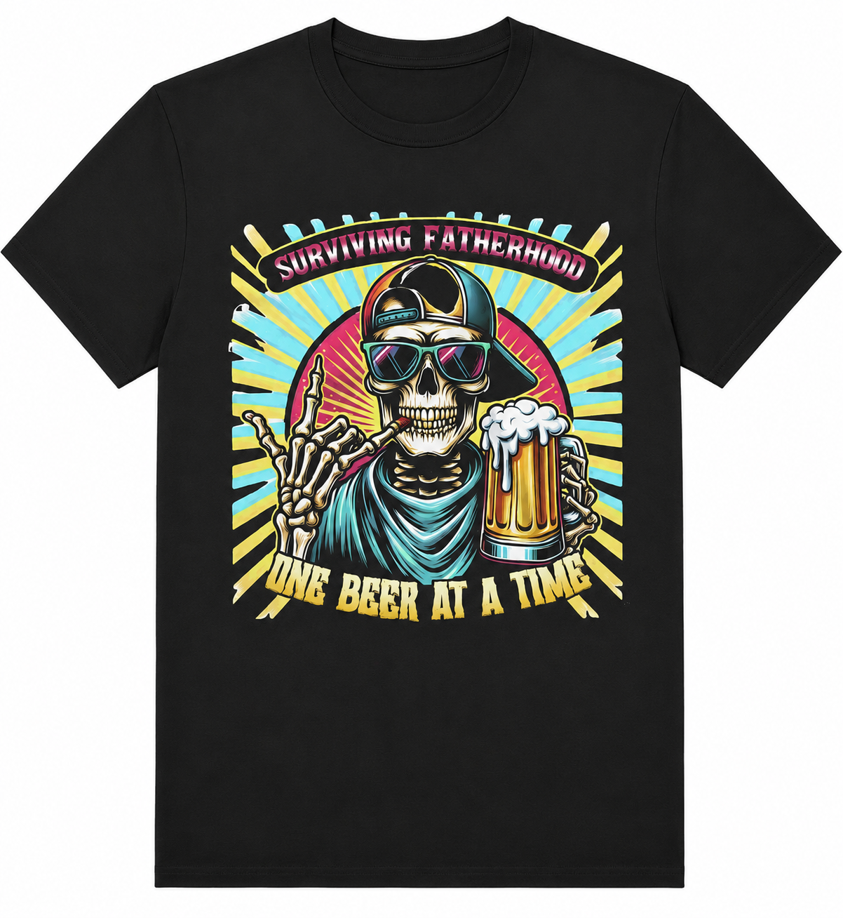 Surviving Fatherhood One Beer at a Time Graphic Tee | Funny Dad Shirt | Father's Day DTF T-Shirt