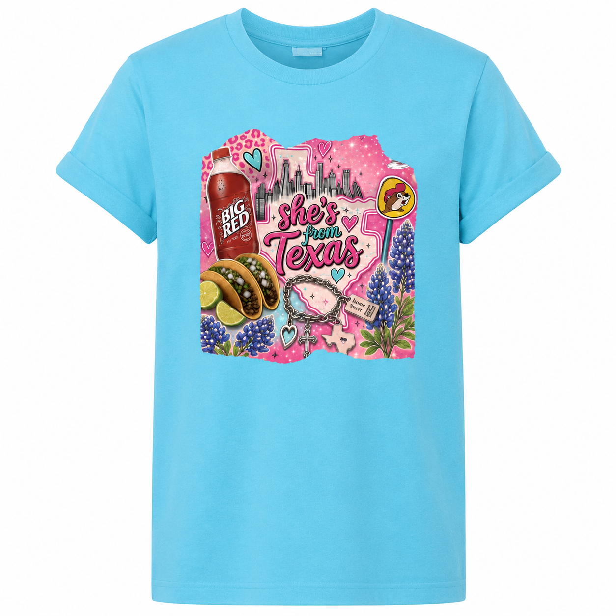 She's From Texas Graphic Tee | Texas Collage Shirt | Southern Country Western DTF T-Shirt