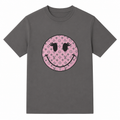Pink Designer Inspired  LV Smiley Face Graphic Tee | Trendy Boutique DTF Shirt | Cute Smiley T-Shirt