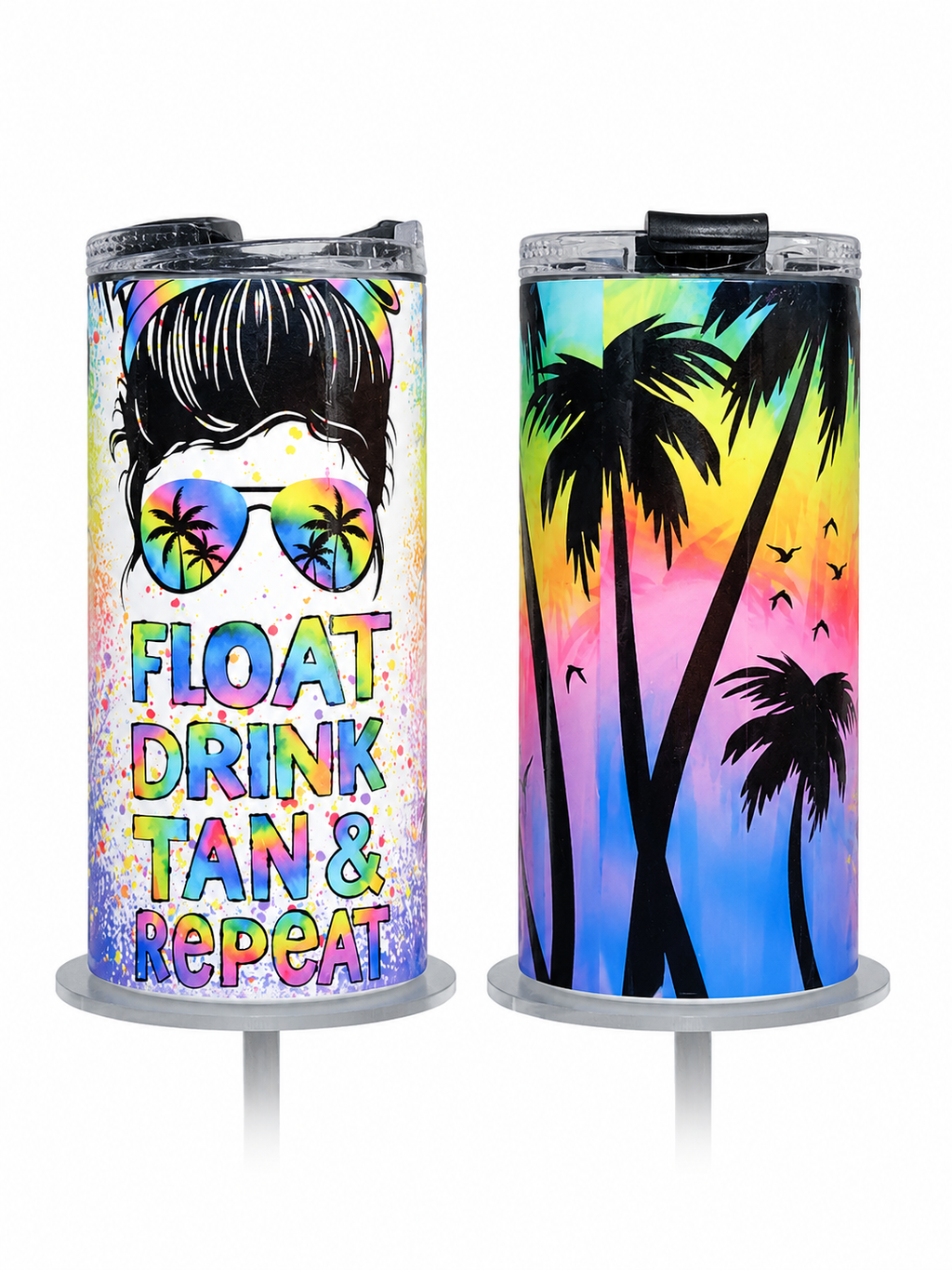 Float Drink Tan & Repeat 4-in-1 Can Cooler | Beach Can Cooler | Tropical Drink Holder