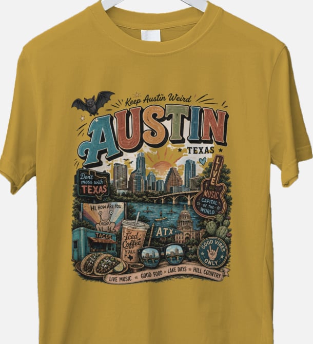 Austin Texas Graphic Tee | Keep Austin Weird Shirt | Texas Hill Country DTF T-Shirt