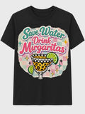 Save Water Drink Margaritas Shirt | Funny Margarita Graphic Tee | Fiesta Shirt | Summer Vacation DTF Shirt