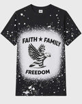 Faith Family Freedom Faux Bleach Patriotic T-Shirt | Christian Eagle Shirt | Sublimation Graphic Tee | Americana Faith Shirt