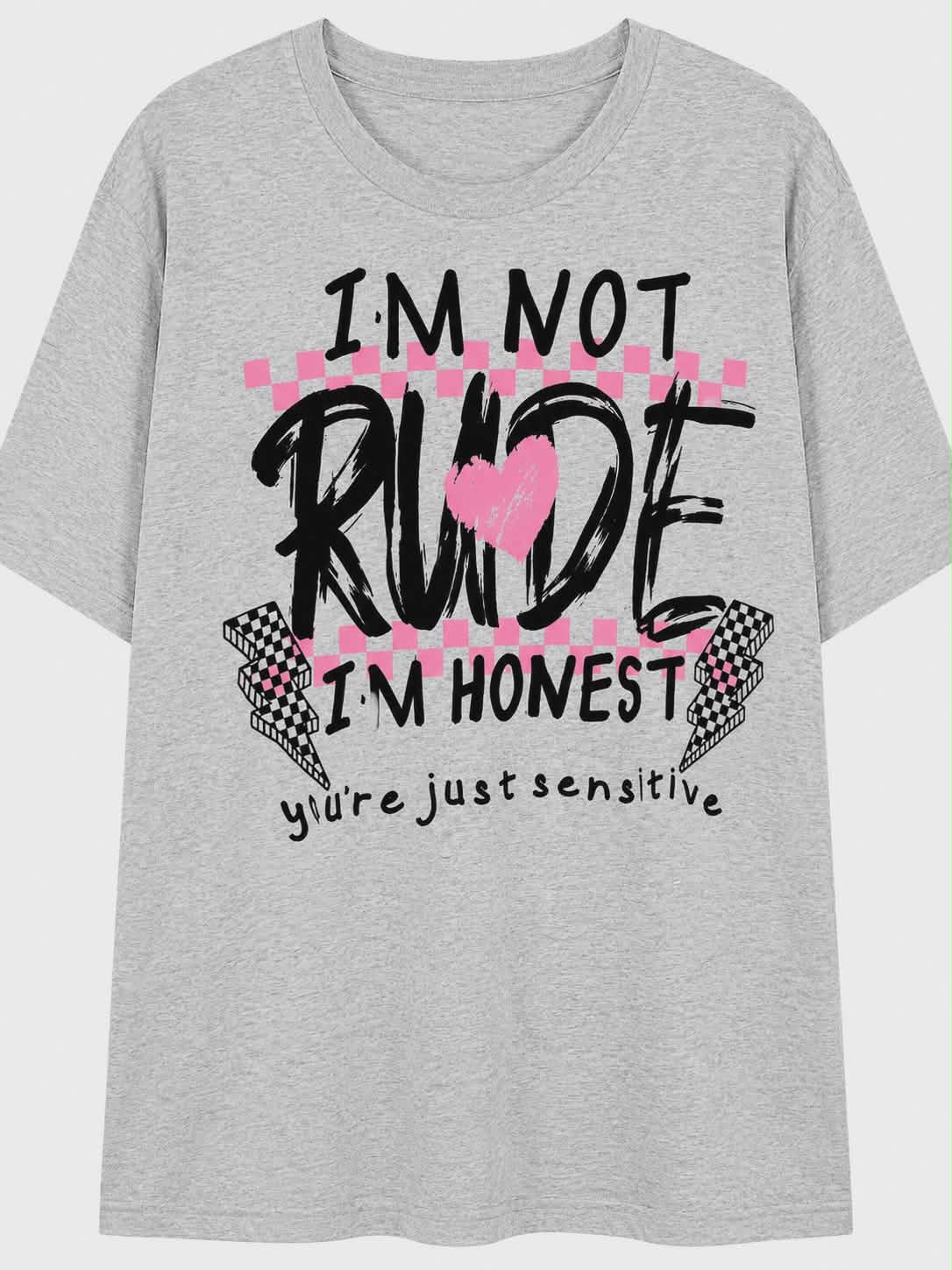 I'm Not Rude, I'm Honest Graphic Tee | Funny Sarcastic Women's Shirt | Checkered DTF T-Shirt