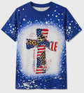 God Bless America Cross Shirt | Patriotic Christian Faux Bleach Tee | Faith & Freedom Shirt | 4th of July Christian Shirt | DTF & Sublimation