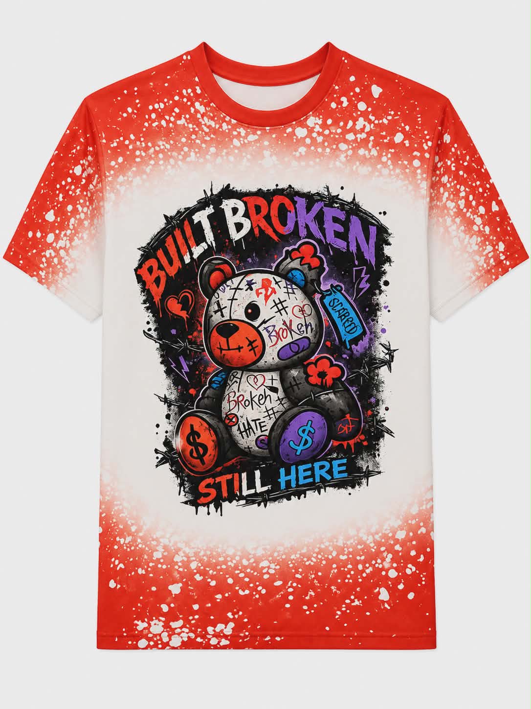 Built Broken Still Here Shirt | Mental Health Awareness Tee | Faux Bleach Graphic Shirt | DTF or Sublimation
