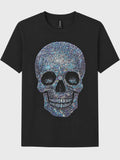 Sparkling Crystal Skull Graphic Tee | Glam Gothic Rhinestone Look Shirt | DTF Printed T-Shirt