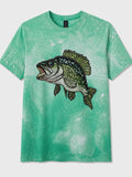 Bedazzled Bass - Bass Fishing Graphic T-Shirt | Vintage Bleached Look Fisherman Tee | Largemouth Bass Angler Shirt