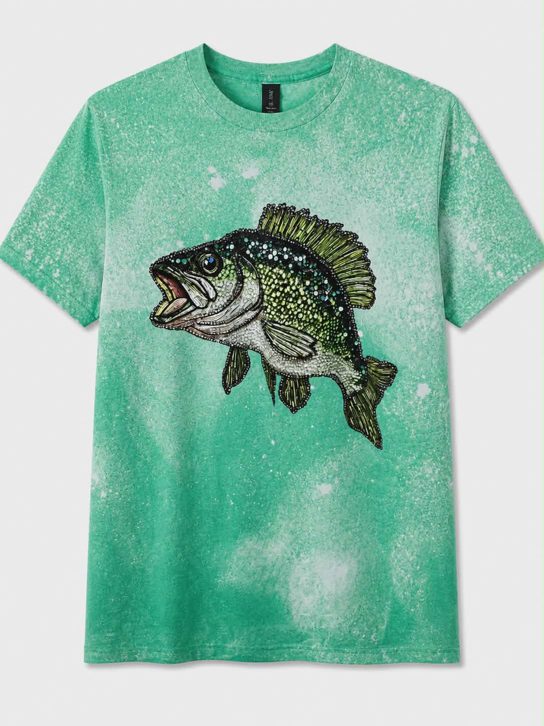 Bedazzled Bass - Bass Fishing Graphic T-Shirt | Vintage Bleached Look Fisherman Tee | Largemouth Bass Angler Shirt