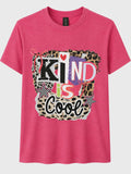 Kind Is Cool T-Shirt | Positive Kids Graphic Tee | Leopard Print Kindness Shirt | Colorful Retro School Tee