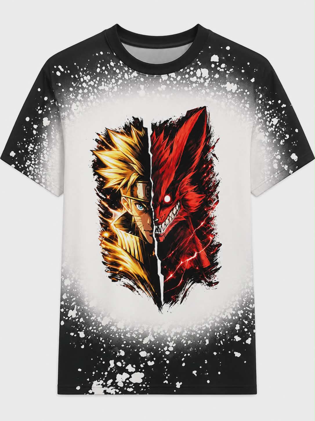 Naruto inspired - Anime Ninja Faux Bleach Shirt | Anime Inspired Graphic Tee | Sublimation Poly Shirt | DTF Cotton Shirt | Manga Fan Apparel