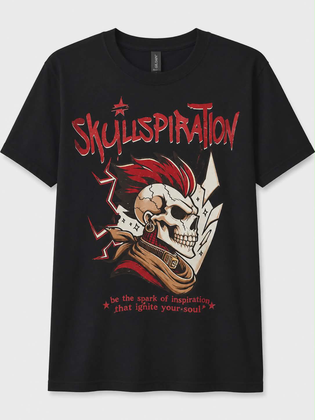 Skullspiration Punk Skull T-Shirt | Alternative Graphic Tee | Gothic Punk Rock Shirt | Edgy Skull Streetwear