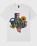 Texas Sunflower Graphic Tee | Patriotic Texas Shirt | Leopard Texas DTF T-Shirt | Texas Pride Graphic Tee