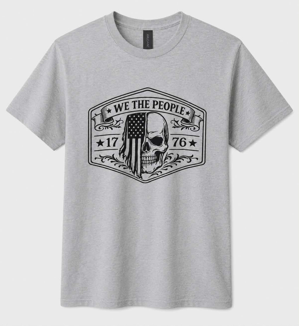 We The People 1776 Patriotic Skull Shirt | American Freedom Graphic Tee | USA Pride DTF Printed T-Shirt