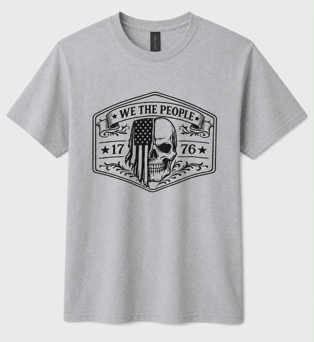 We The People 1776 Patriotic Skull Shirt | American Freedom Graphic Tee | USA Pride DTF Printed T-Shirt