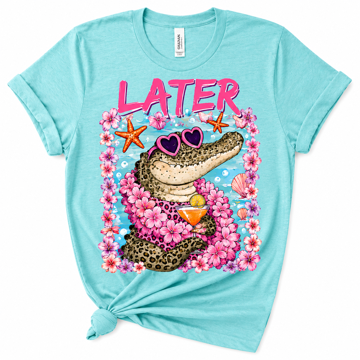 Later Gator Beach Vibes Graphic Tee | Tropical Alligator Shirt | Funny Summer Florida Shirt | Softstyle Unisex Tee