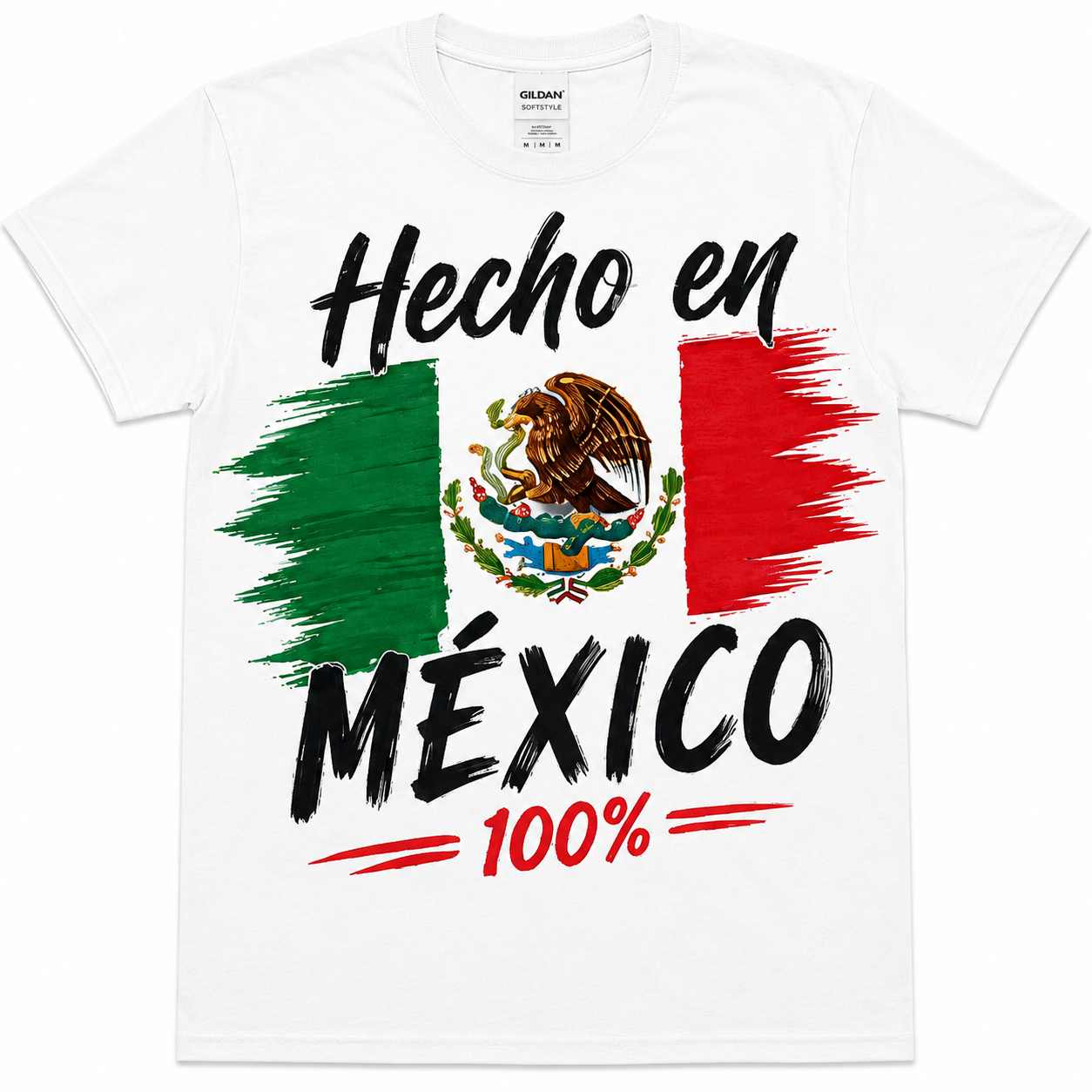Hecho en México 100% Graphic Tee | Mexican Pride DTF Shirt | Softstyle Unisex T-Shirt