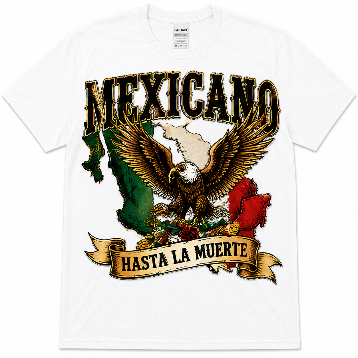 Mexicano Hasta La Muerte Graphic Tee | Mexican Pride Eagle DTF Shirt | Softstyle Unisex T-Shirt