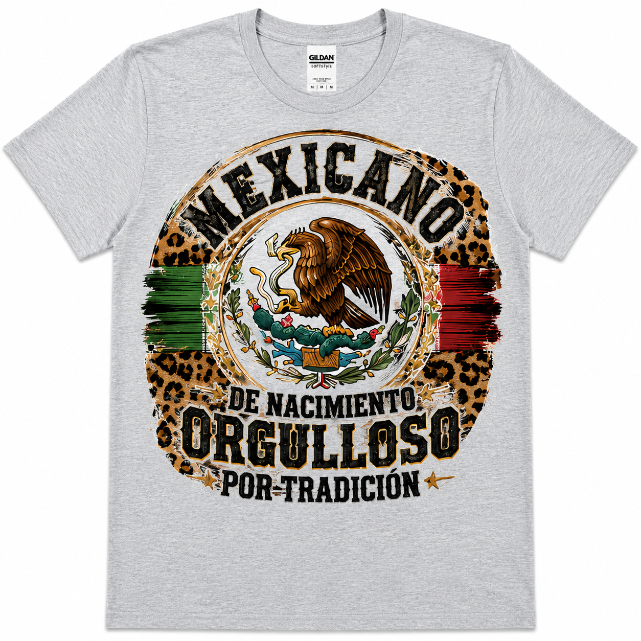 Mexicano de Nacimiento, Orgulloso por Tradición Leopard Graphic Tee | Mexican Pride DTF Shirt | Softstyle Unisex T-Shirt