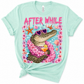 After While Crocodile Tropical Graphic Tee | Funny Beach Alligator Shirt | Summer Vacation Softstyle T-Shirt)