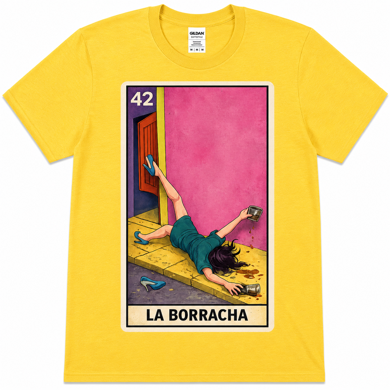 La Borracha Lotería Shirt | Funny Mexican Drinking Graphic Tee | Softstyle DTF T-Shirt