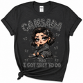 Cansada Pero I Got Shit To Do Graphic Tee | Funny Latina Mood Shirt | Leopard Print Pajama Girl Softstyle T-Shirt