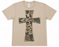 Patchwork Camo Cross Graphic Tee | Faith-Based Christian Shirt | Distressed Cross Softstyle T-Shirt