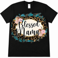 Blessed Mama Graphic Tee | Leopard Print Mama Shirt | Floral Faith-Inspired DTF T-Shirt | Softstyle Unisex Tee