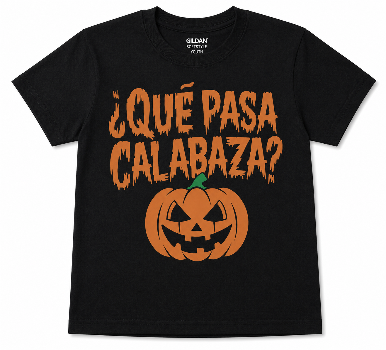 ¿Qué Pasa Calabaza? Graphic Tee | Funny Spanish Halloween Shirt | Toddler & Youth Pumpkin DTF T-Shirt